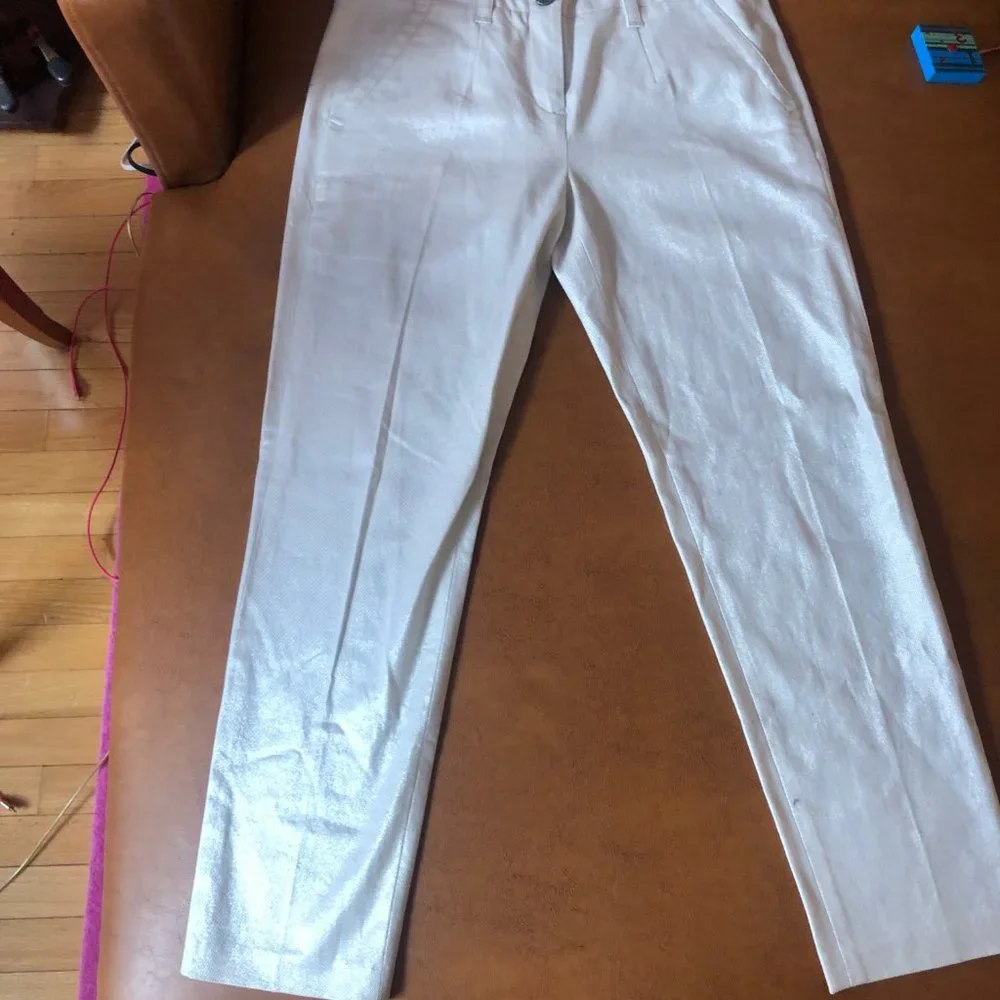Kelly Wearstler Metallic White Pants - NEVER WORN.- Tag part semi attached - Picture 7 of 10